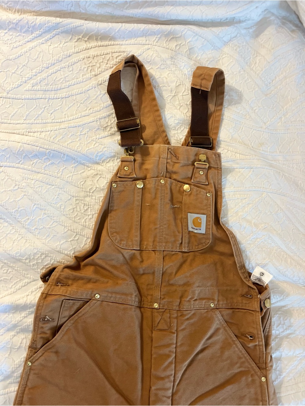 Carhartt Men’s Brown Duck Canvas Suspenders Bib Overalls